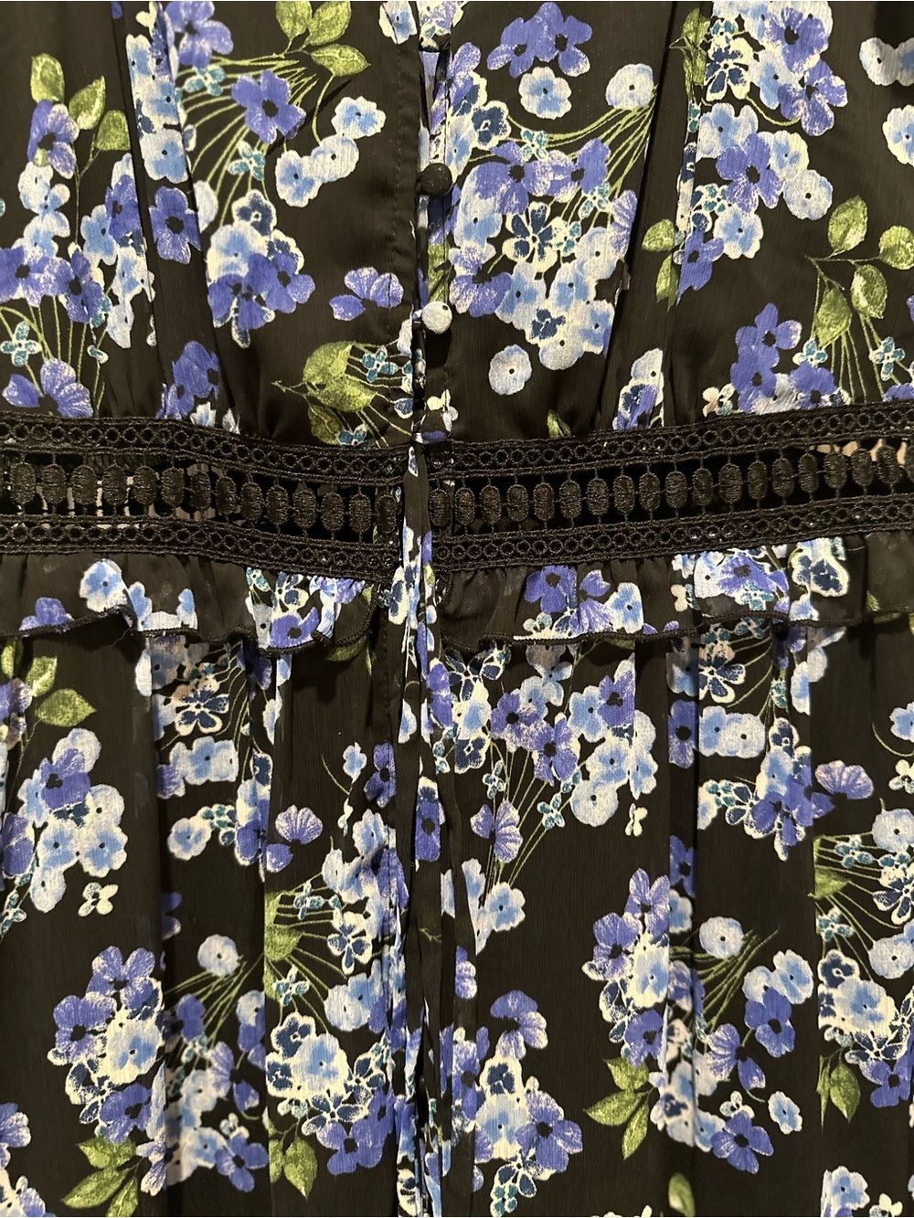 Blue Floral Maxi Dress with Waist Tie - Disney - Picture 3 of 5